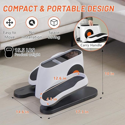 Under Desk Elliptical Machine Electric, Ellipse Leg Exerciser Equipment for Seniors at Home Fully Assembled, Portable & Quiet Pedal Exerciser with Remote Control & LCD Display Monitor