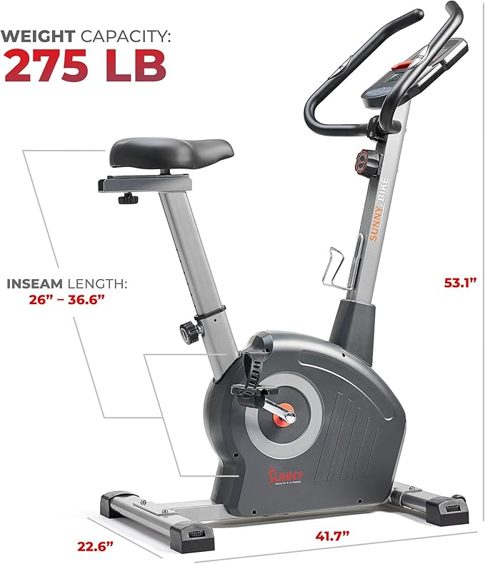 Sunny Health & Fitness Elite Interactive Performance Series Stationary Exercise Upright Bike with Optional Exclusive SunnyFit® App Enhanced Connectivity