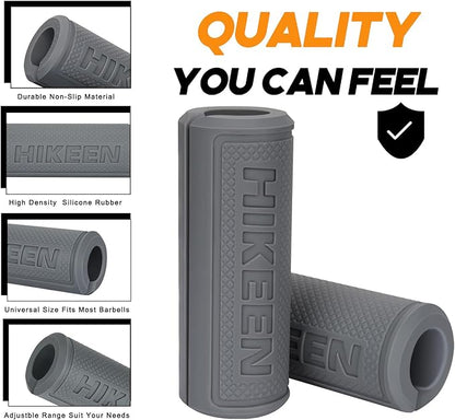 Hikeen Thick Bar Dumbbell Grips,Non Slip Hard Rubber Barbell Grips,Grips for Weight Lifting, Muscle Building-1.77", 2.25" & 2.75" Outer Diameter