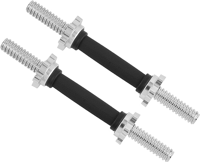 Yes4All Pair of Threaded Dumbbell Handles 14/16/18/24 inch, Chrome/Rubber Grip, Fit 1” Plates, Weight Bar Connector