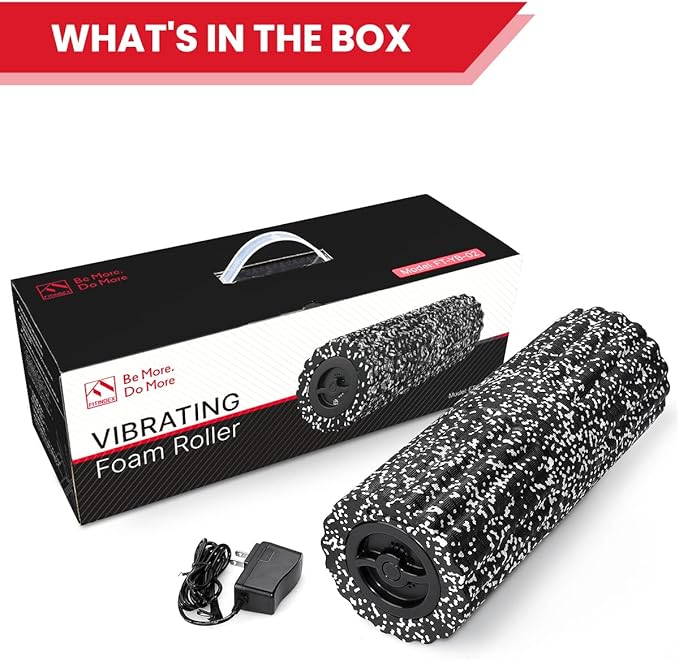 FITINDEX Vibrating Roller Foam for Muscles Deep Tissue, FSA or HSA Eligible, Foot Neck Massager, Exercise, Back Pain Relief, Muscle Recovery, Physical Therapy, 4-Speed & Rechargeable - Black