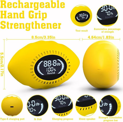 Hand Grip Strengthener 500 Lbs Rechargeable Grip Strength Trainer with Cheers & Progress Bars Electronic Stress Relief Ball for Adults/Kids Digital Hand Grip Training-Forearm-Gripper-Finger for Sport Home School