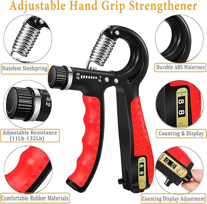 Grip Strength Trainer with Forearm Strengthener, Hand Grip Strengthener, Hand Extension Exerciser, Stress Relief Ball and Hand Grip Strengthener for Muscle Building and Injury Recover(5 PCS)