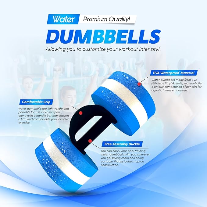 Water Dumbbells Set for Pool Weights - Aquatic Fitness Weights for Effective Water Workouts, water aerobics weights & Therapy - Celebrate Health and Wellness with pool exercise equipment for adults