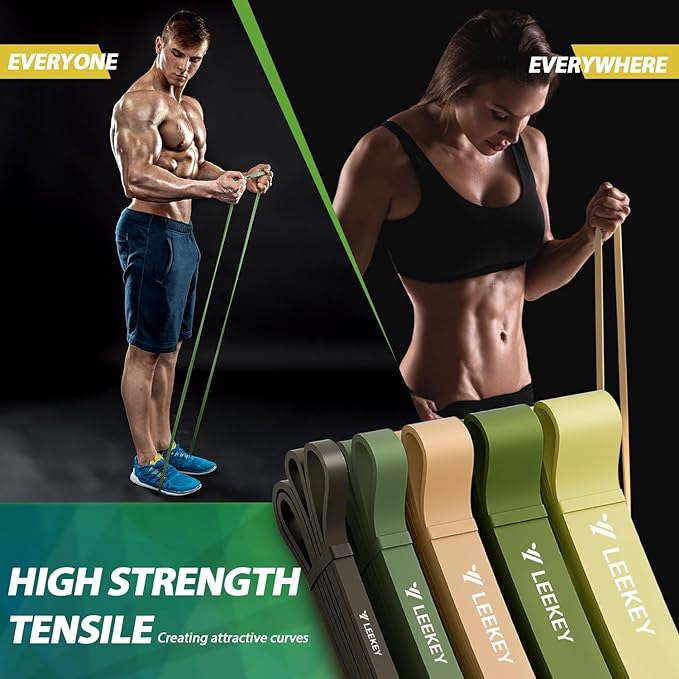 LEEKEY Resistance Bands, Exercise Bands Pull Up Assist Bands - Workout Bands Set - Mobility Band Powerlifting Bands for Men and Women Fitness Training, Physical Therapy,Home Workouts