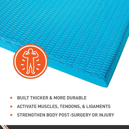 Body Sport Non-Slip Balance Pad – Improve Balance & Build Strength – Physical Therapy & Yoga Pad for Home & Gym – 19" x 16" x 2 1/4", Blue