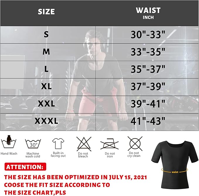 Men Sauna Shirt Sweat Suit Slimming Vest Workout Tank Top Waist Trainer Shaper