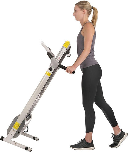 Sunny Health & Fitness Smart Foldable Exercise Running Walking Treadmill, Easy Assembly, LCD Performance Monitor, Device Holder, Optional SunnyFit® App Enhanced Connectivity