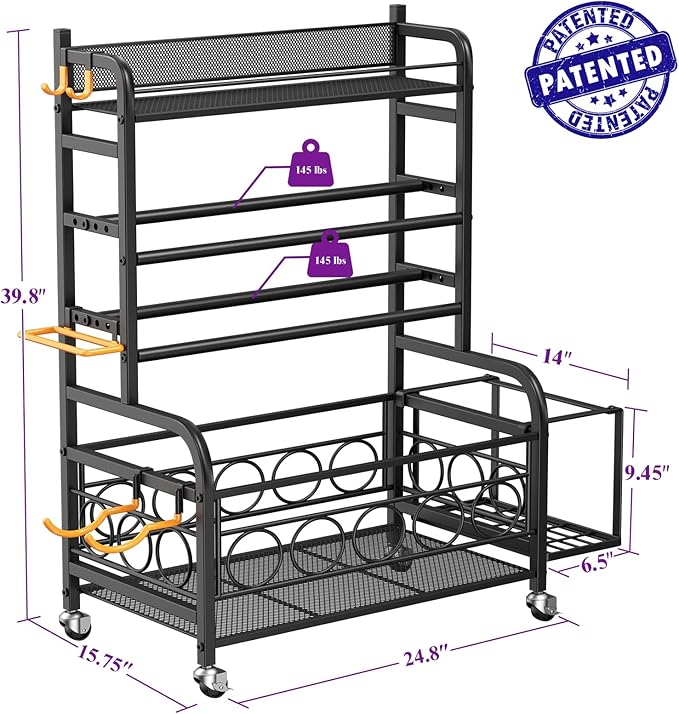 Weight Rack for Dumbbells, Dumbbell Rack Weight Stand, VOPEAK Home Gym Storage Rack for Yoga Mat Kettlebells and Strength Training Equipment, Weight Storage Holder Rack for Dumbbells with Wheels