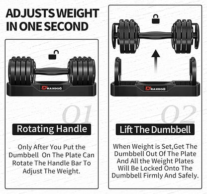 Adjustable Dumbbell 25LB/55LB, Free Weights Dumbbells Set, Free Weights Dumbbells Set, Weights Set for Home Gym Fitness Strength Training QS