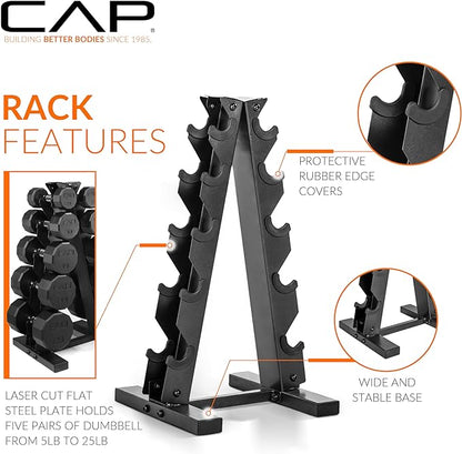 CAP Barbell Dumbbell Set with Rack | Multiple Options in 150lbs and 210lbs