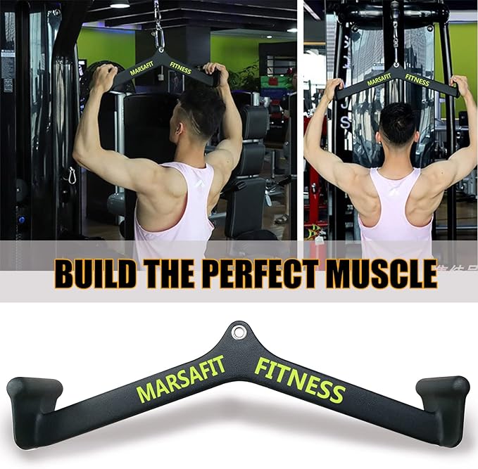 Home Gym Fitness Rowing T-bar V-bar Pulley Cable Machine Attachments, Bicep Curl Tricep Lat pulldown Bar Back Strength Training Handle Grips Lat Pull Down Bar Press Down Exercises