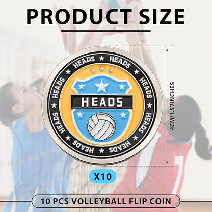 Leyndo 10 Pcs Volleyball Flip Coin Referee Official Flip Coin Heads Tails Flipping Coin for Football Soccer Volleyball Equipment Accessories