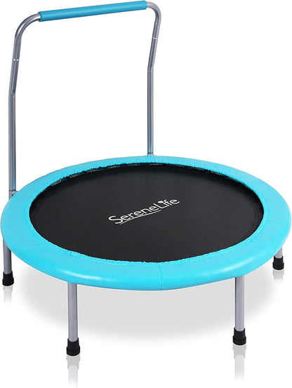 SereneLife 36"/40" Foldable Mini Trampoline - Compact Fitness Trampoline for Kids Adults, Exercise Rebounder with Foam Handle, Indoor/Garden Workout Equipment, Max Load 150/220 lbs