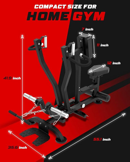 Seated Row Machine Back Workout: Back Row Machine Exercise Plate Loaded Gym Equipment T Bar Bicep Curl Home Gym