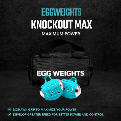 Egg Weights Knockout Max 5.0 lbs Set Bismuth Hand Weights with Anti-Slip Silicone Rubber Finger Loop for Shadowboxing, Kickboxing for Men and Women - 2 Eggs, 2.5 lbs Each + Free E-Book Workout Guide