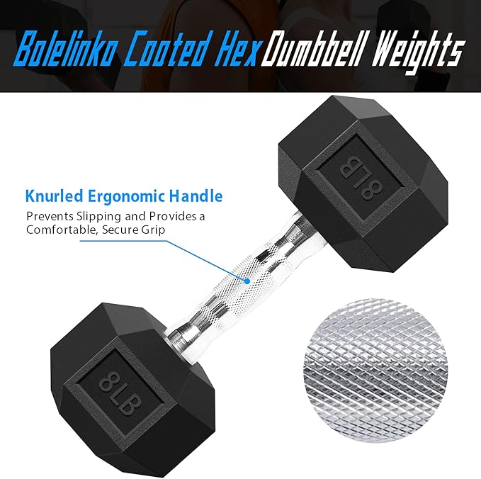 Balelinko Rubber Grip Encased Dumbbell Cast Iron Weight with Anti-Slip Handle Dumbbell -Strength Training Equipment - Home Gym Accessories - Full Body Workout - Muscle Building