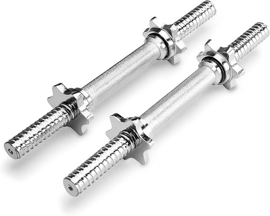 Marcy 14” Adjustable Chrome Threaded Dumbbell Handles for Standard Weight Plates with 1” Diameter Center TDH-14.1