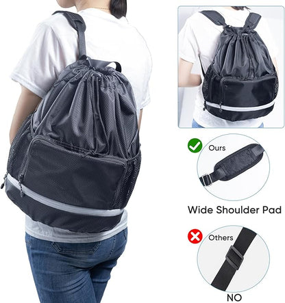 Swim Bag Beach Backpack Sports Drawstring Backpack - Gym Bag - Kids Swim Backpack Mens Beach Bag, Workout Bag