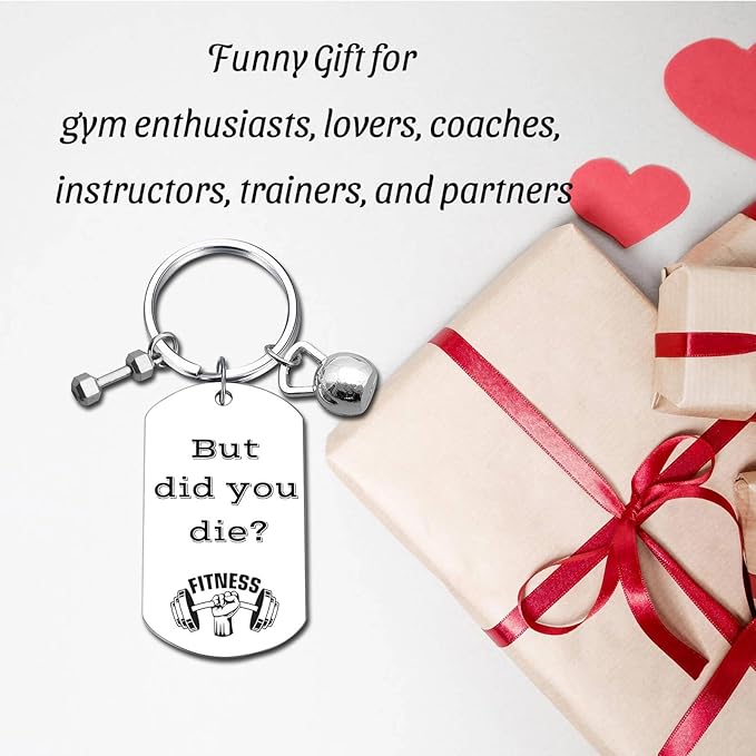 Fitness Keychain Featuring Dumbbell and Kettlebell with Uplifting