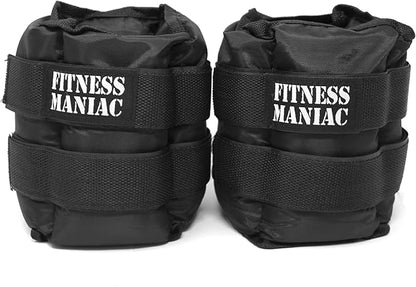 FITNESS MANIAC USA Pro Ankle Weights 1 Pair Double Straps Heavy Weight, 16 lbs (8 Pounds Per Ankle) Premium Durable Set for Gym, Workout, Walking, Ab, Leg and Glute Exercises for Men Women