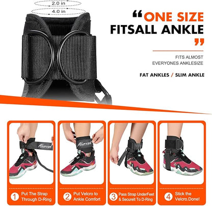 Ankle Strap for Cable Machine, Padded Ankle Straps for Cable Machine Kickbacks, Glute Workouts, Leg Extensions, Curls, Booty Hip Abductors Exercise, Adjustable Comfort Ankle Cuff for Gym