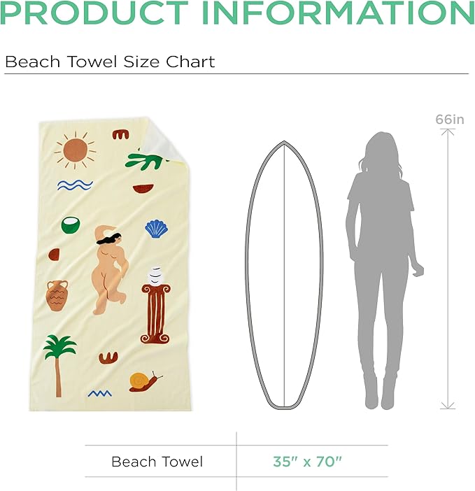 Bedsure U Series 100% Cotton Beach Towel, Camping Towel Quick Dry Super Absorbent, Cute Back to School Swimming Towel, Aesthetic Dorm Room Essentials Bath Towel, Lightweight, Oversized, 35"x70"