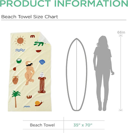 Bedsure U Series 100% Cotton Beach Towel, Camping Towel Quick Dry Super Absorbent, Cute Back to School Swimming Towel, Aesthetic Dorm Room Essentials Bath Towel, Lightweight, Oversized, 35"x70"