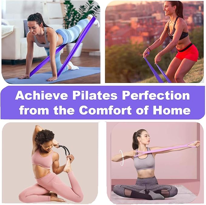 Pilates Ring and Ball Set with 8 Resistance Bands Non Slip Pilates Socks 9 in Exercise Ball Arm Exerciser for Legs Arms and Thighs Yoga Accessories for Women at Home Workout Equipment