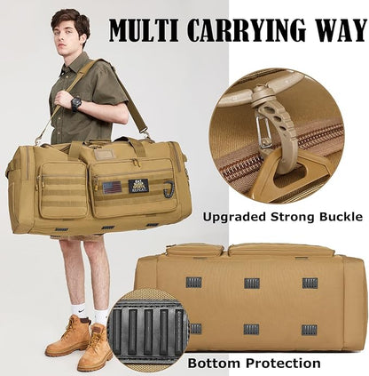 Extra Large Duffle Bag for Men, Heavy Duty Duffle Bag for Travel, Large Sports Gym Equipment Bag for Hockey Football Soccer Baseball Basketball & Team training, 130L, Brown