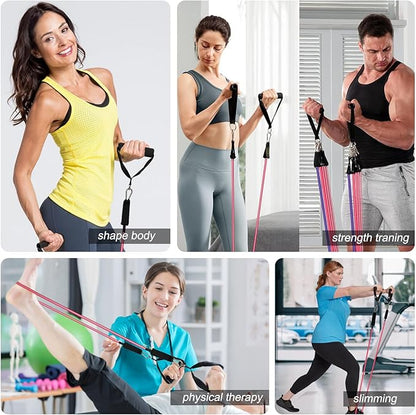 100/150/200lb Resistance Bands Set for Working Out,5-Level Exercise Band for Men Women with Door Anchor,Handles,Ankle Straps,Portable Bag for Home Strength Training Equipment,Gym Fitness