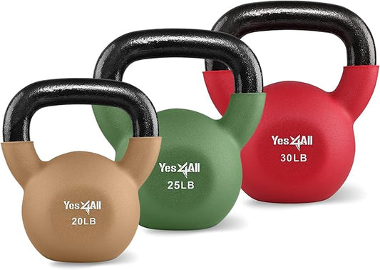 Yes4All Neoprene Coated/Adjustable Kettlebell & Kettlebell Sets - Hand Weights for Home Gym & Dumbbell Weight Set training