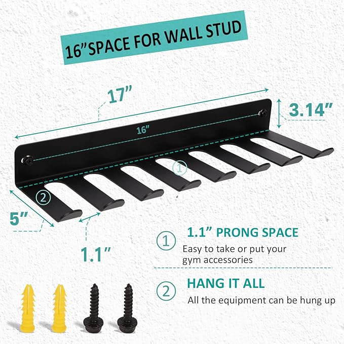 Storage Rack Storage Rack for Fitness Bands,Straps,Jump Ropes, Foam Rollers