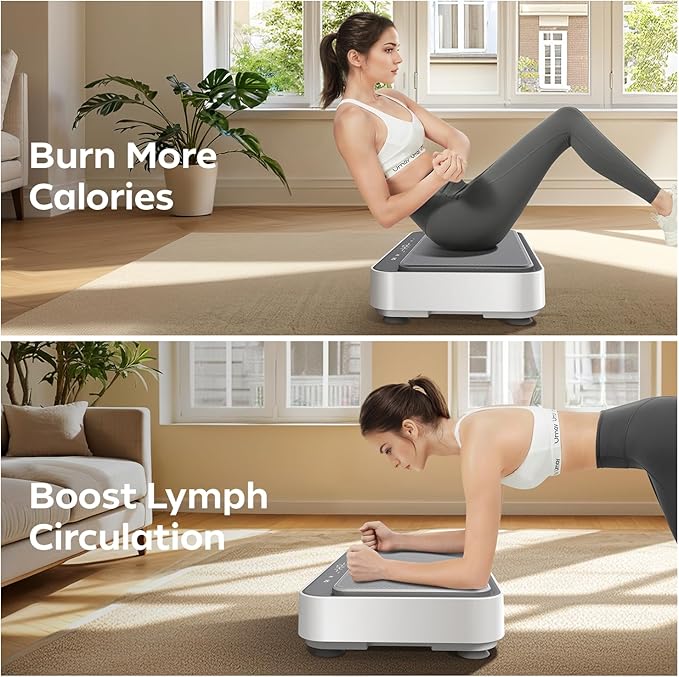 UMAY Fitness Vibration Plate Exercise Machine with Loop Bands, Whole Body Home Exercise for Loss, Muscles, Blood and Lymph Circulation Improvement, Touch & Remote, 330LB Capacity