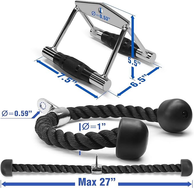 Yes4All Tricep Press Down Cable Machine Attachment Set