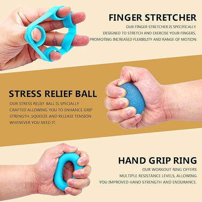 13PCS Hand Grip and Forearm Strengthener kits, Adjustable Hand Exerciser and Finger Stretcher, Finger strengthener, Finger exerciser,Stress Ball,Grip Ring for Muscle Building, Recover Hand Injure