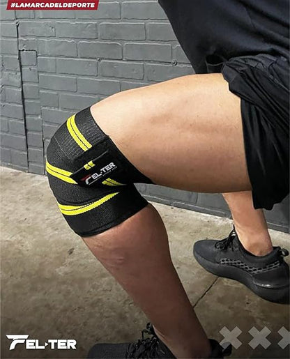 ONE SIZE KNEE WRAPS FOR GYM, GYM, WEIGHTS, OUTDOORS (YELLOW)