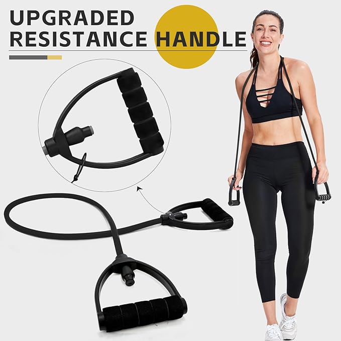 Resistance Exercise Band with Handles, Exercise Bands with Handles, Workout Bands Resistance for Men or Women, Arm Bands for Workout-Door Anchor and Starter Guide Included