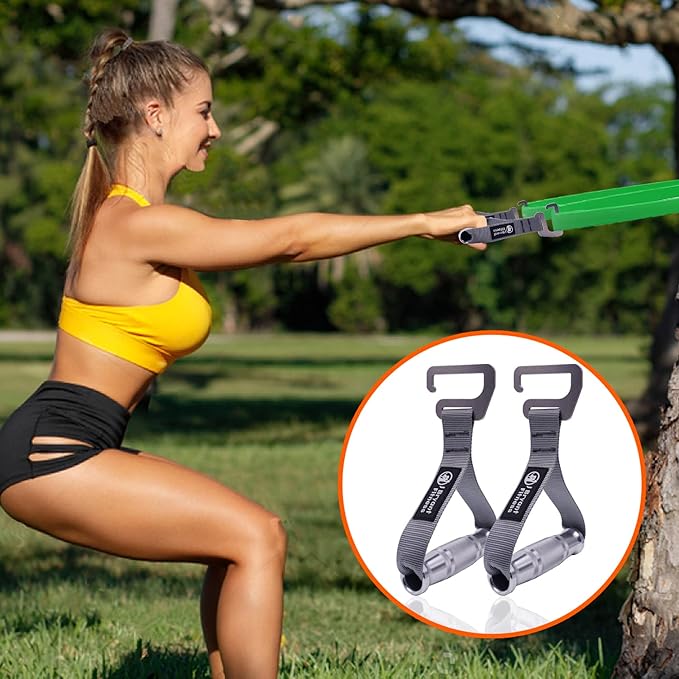 J Bryant Fitness Resistance Band Exercise Bar with Handles Large Hook Heavy Duty Short Bar Squats Full Body Strength Training Portable Home Workout Equipment