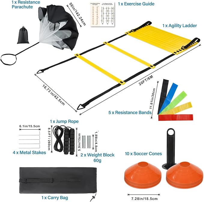 HOMEE Agility Ladder 12 Rungs 20FT Speed Training