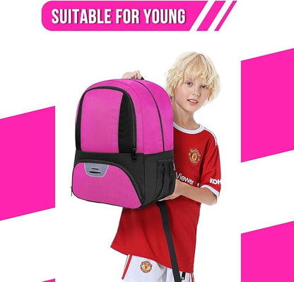 Soccer Bag&Soccer Backpack&Backpack for Football Volleyball Basketball,Sport Equipment Bags with Shoe compartment. (Pink)