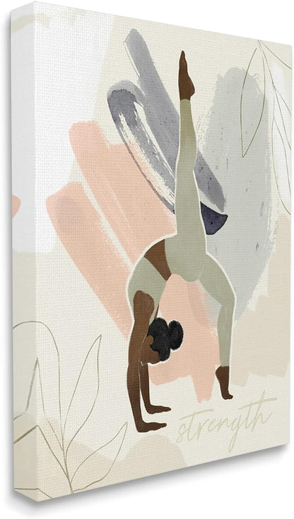 Stupell Industries Strength Abstract Leaf Simple Yoga Fitness Person,Design by Victoria Barnes