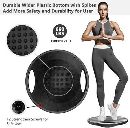 EVERYMILE Wobble Balance Board, Exercise Balance Stability Trainer Portable Balance Board with Handle for Workout Core Trainer Physical Therapy & Gym 15.7" Diameter No-Skid Surface