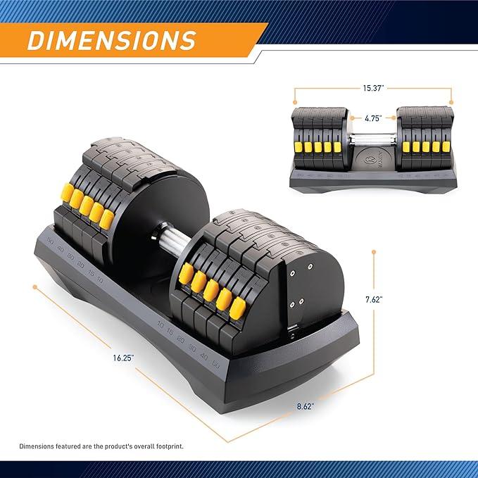 Marcy Adjustable Dumbbell System 6 Dumbbells-in-1 up to 50lbs, Single - ADDB-6198