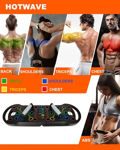 HOTWAVE Portable Exercise Equipment with 16 Gym Accessories.20 in 1 Push Up Board Fitness,Resistance Bands with Ab Roller Wheel,Full Body Workout at Home