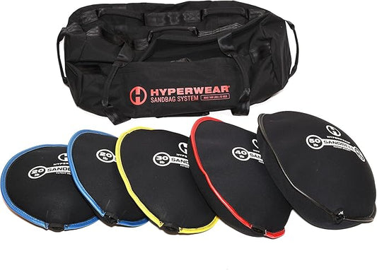 HYPERWEAR Adjustable Sandbag System - Heavy-Duty Workout Sandbags with Handles and Pre-Filled SandBells (25lb, 40lb, 80lb, 160lb)