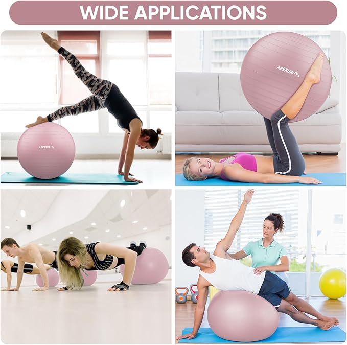 APEXUP Yoga Ball Exercise Ball, Pilates Ball, Anti Slip Stability Ball, Heavy Duty Gym Ball for Fitness, Balance, Core Workout, Physical Therapy