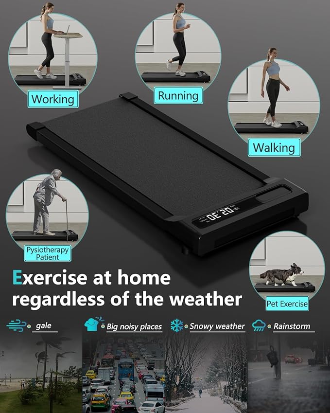 Walking Pad Under Desk Treadmill for Home Office with Remote Control, 2 in 1 for Walking and Jogging, Portable Walking Pad Treadmill Under Desk, Desk Treadmill in LED Display.