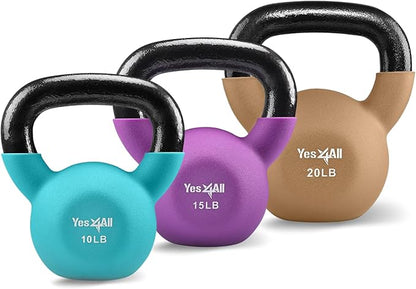 Yes4All Neoprene Coated/Adjustable Kettlebell & Kettlebell Sets - Hand Weights for Home Gym & Dumbbell Weight Set training