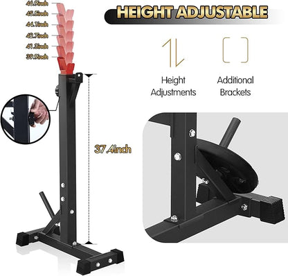 Bench Press, CANPA Olympic Weight Bench with Squat Rack Workout Bench Adjustable Barbell Rack Stand Strength Training Home Gym Multi-Function